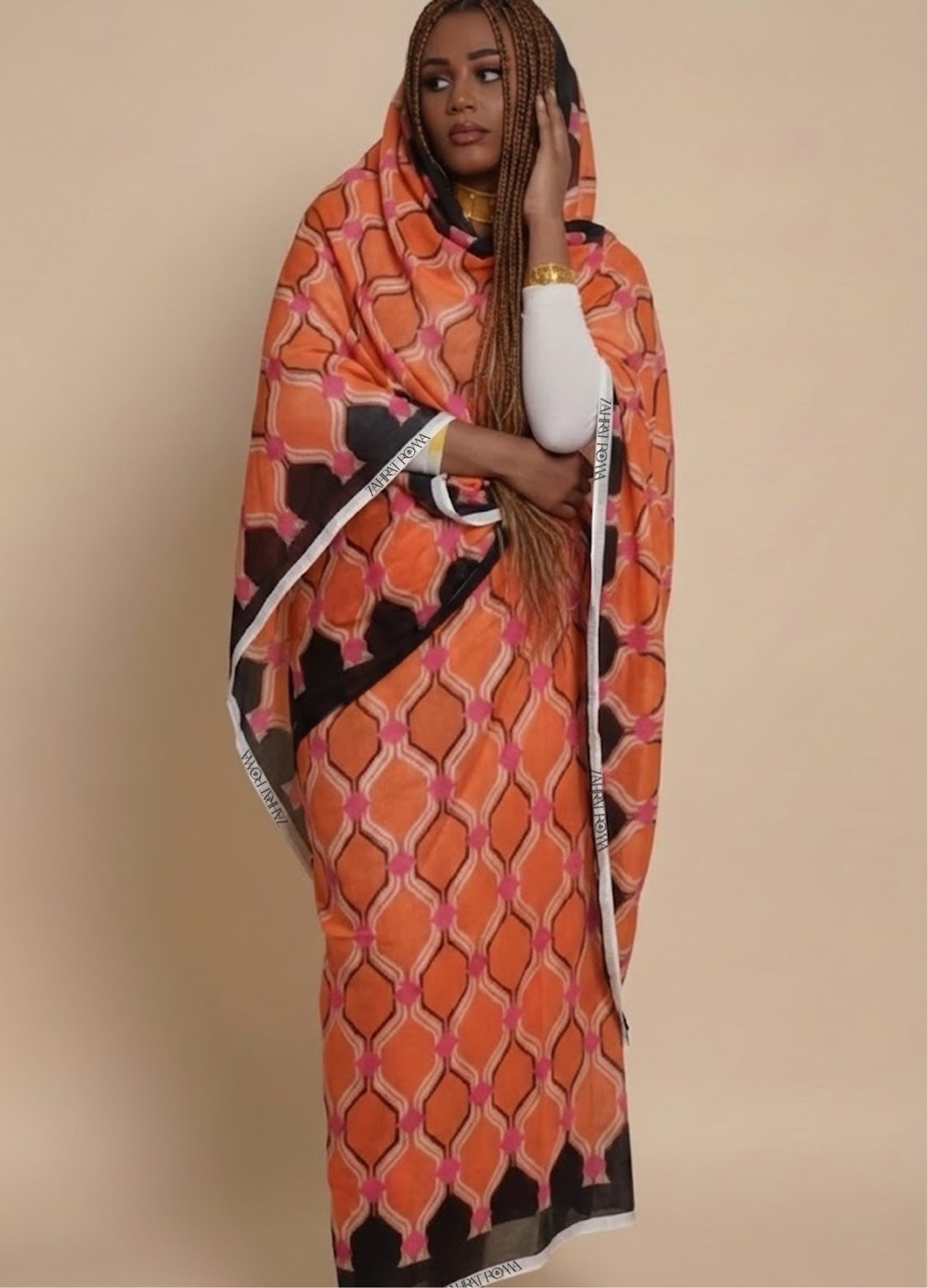 Apricot Orange And Hot Pink Geometric Print