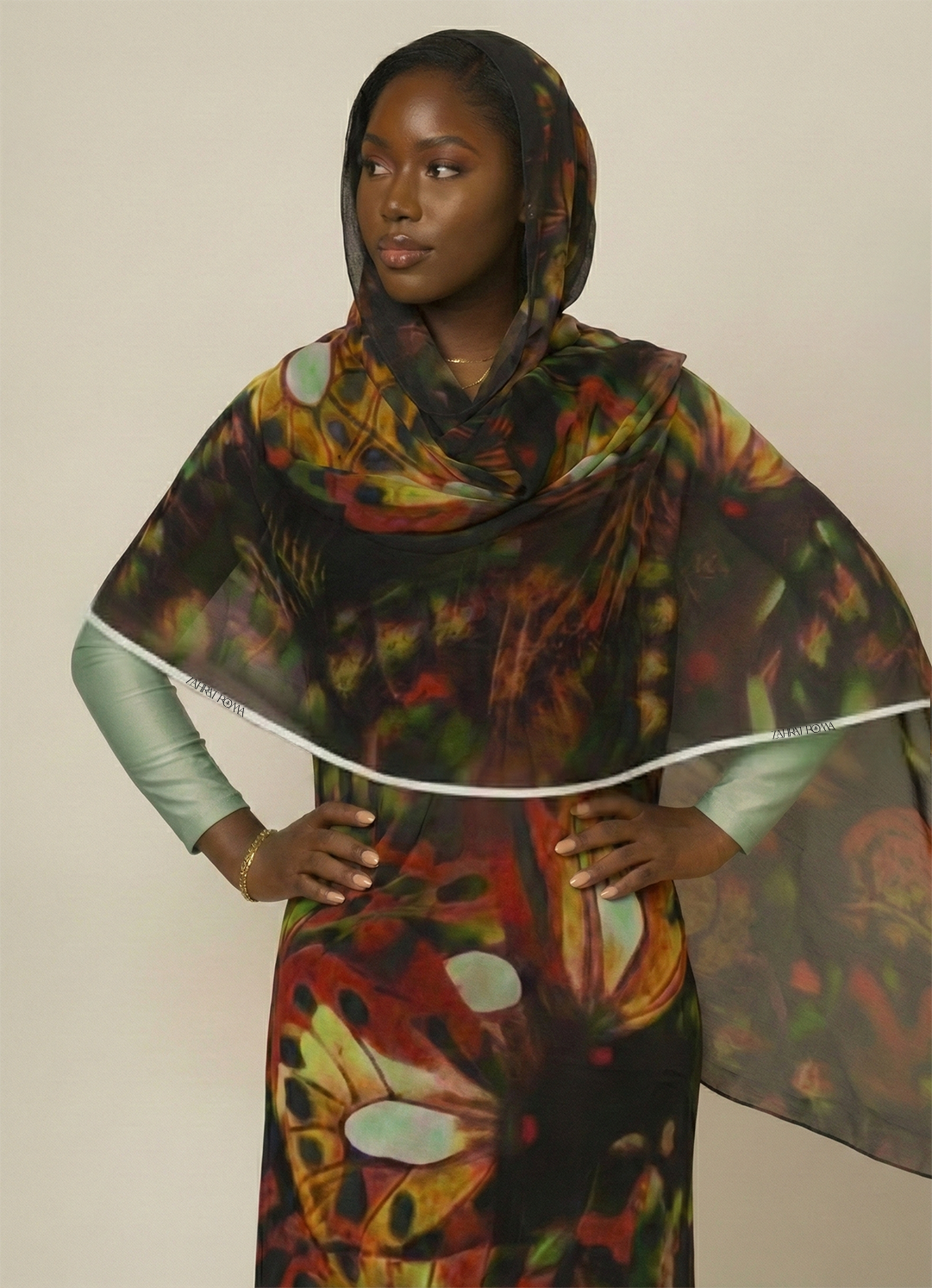 Tricolor Floral Pattern Digital Print