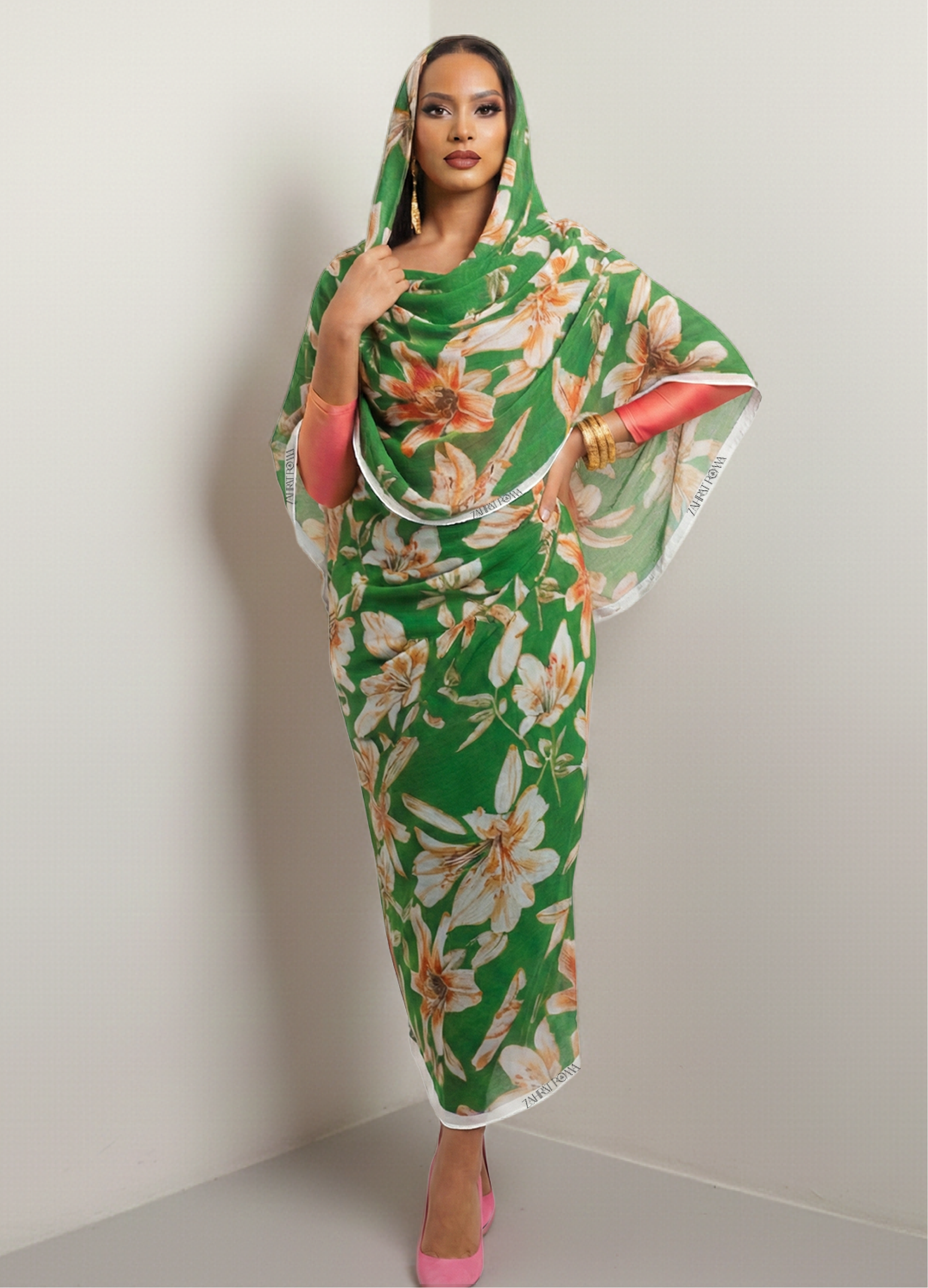 Green Tricolor Floral Print