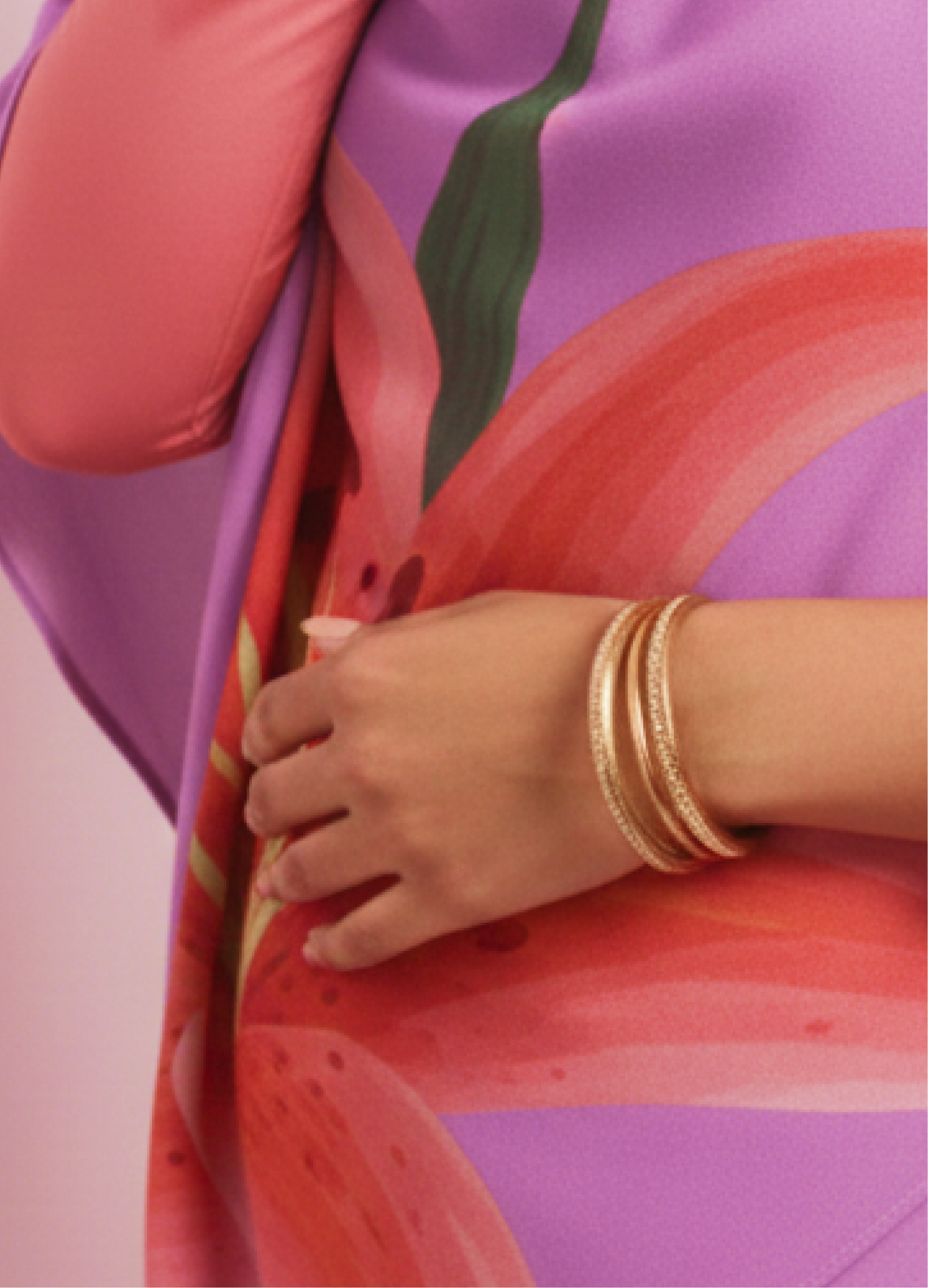 Lilac Purple And Red Floral Print