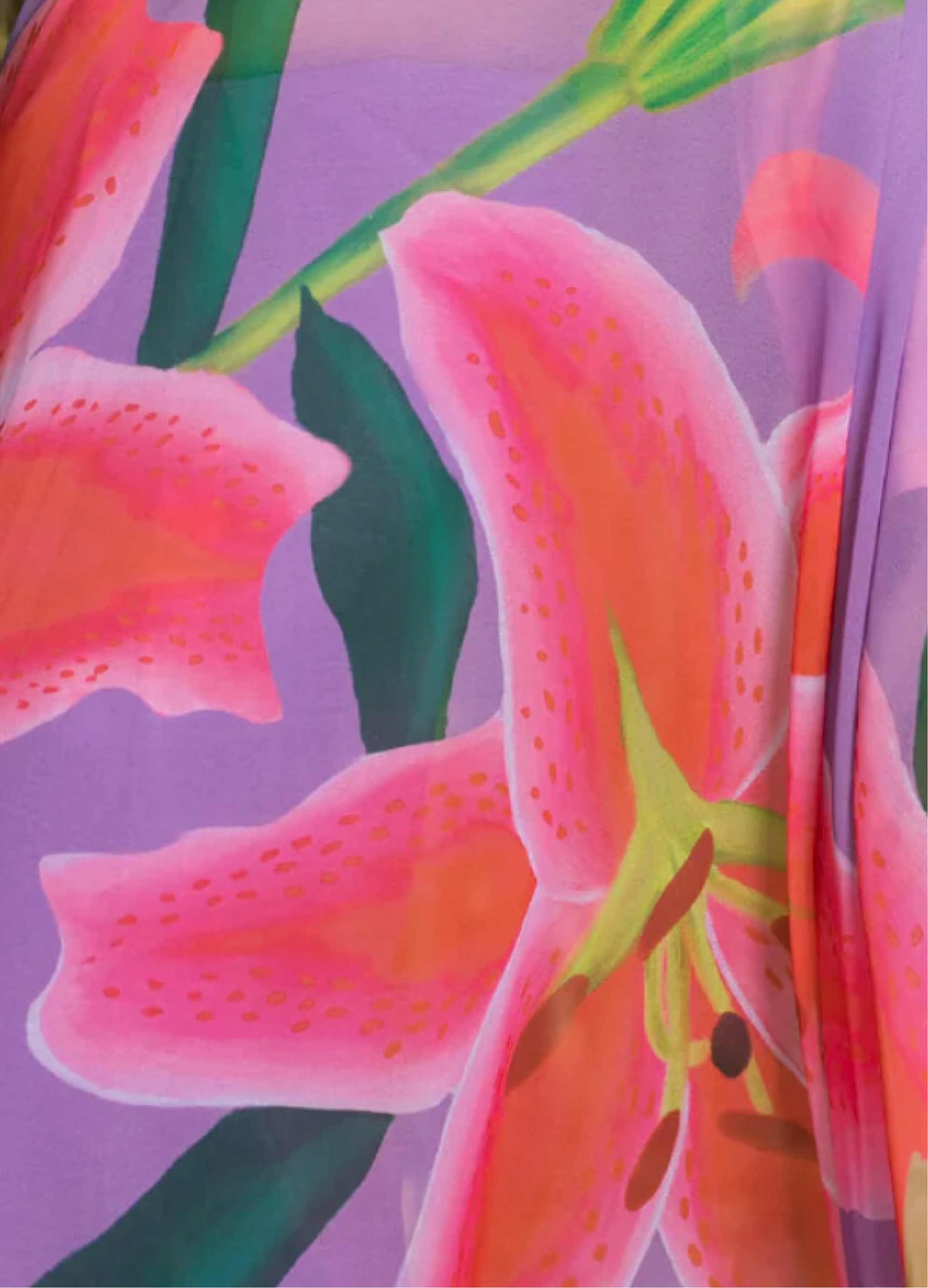 Lilac Purple And Red Floral Print