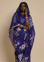 Royal Blue And Beige Floral Print