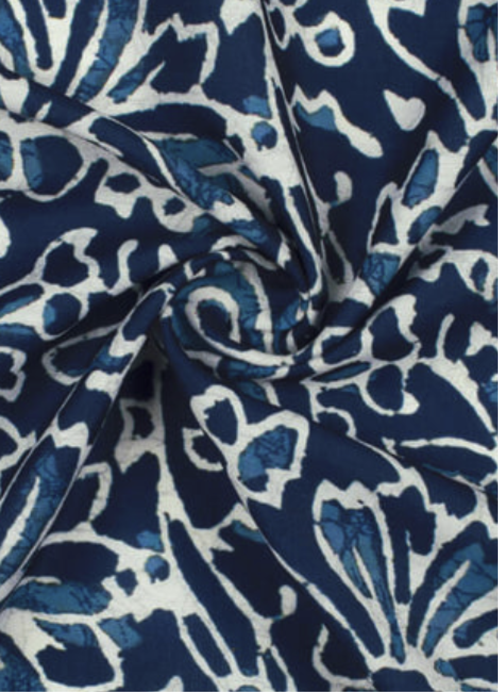 Navy Blue And White Floral Print