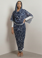 Navy Blue And White Floral Print