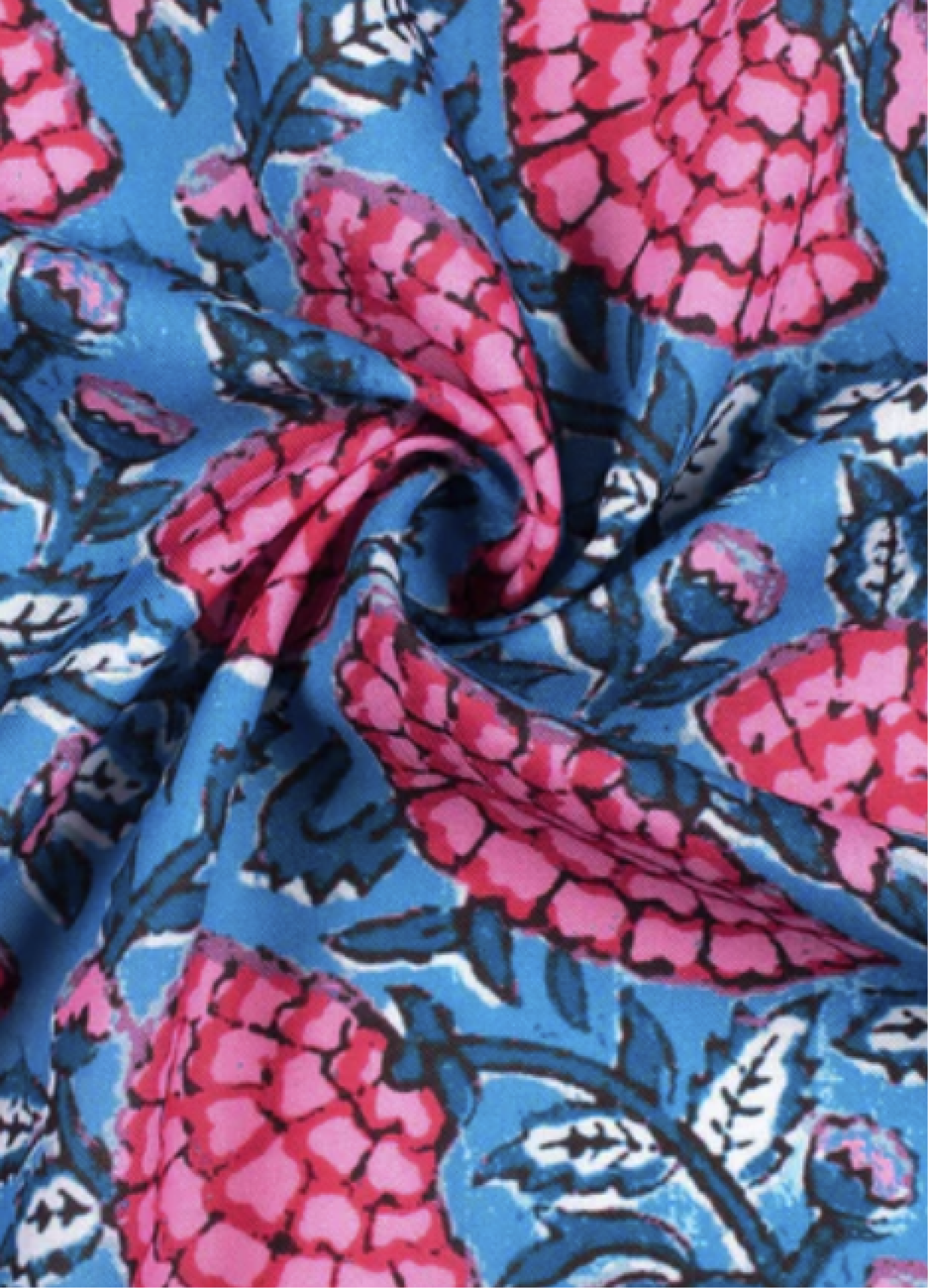 Steel Blue And Pink Floral Print