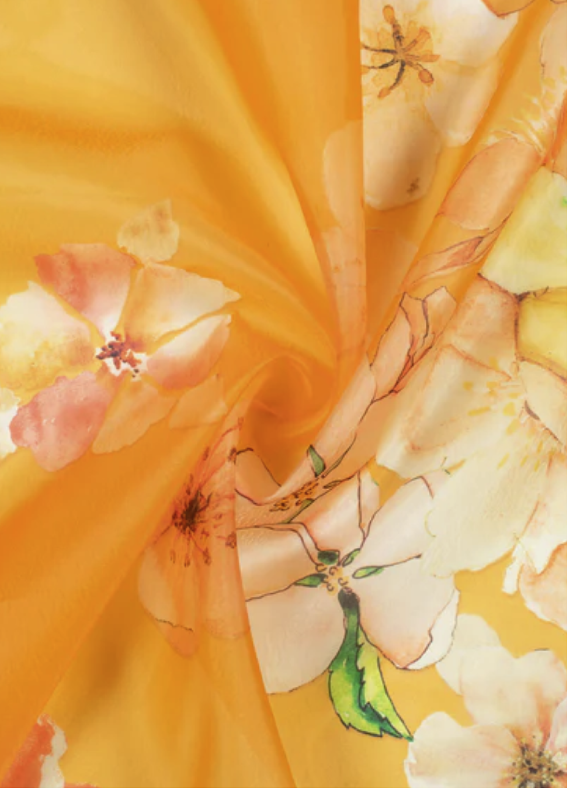 Honey Yellow And Orange Floral Print