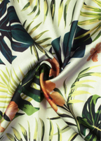 Oyster White And Peach Tropical Print