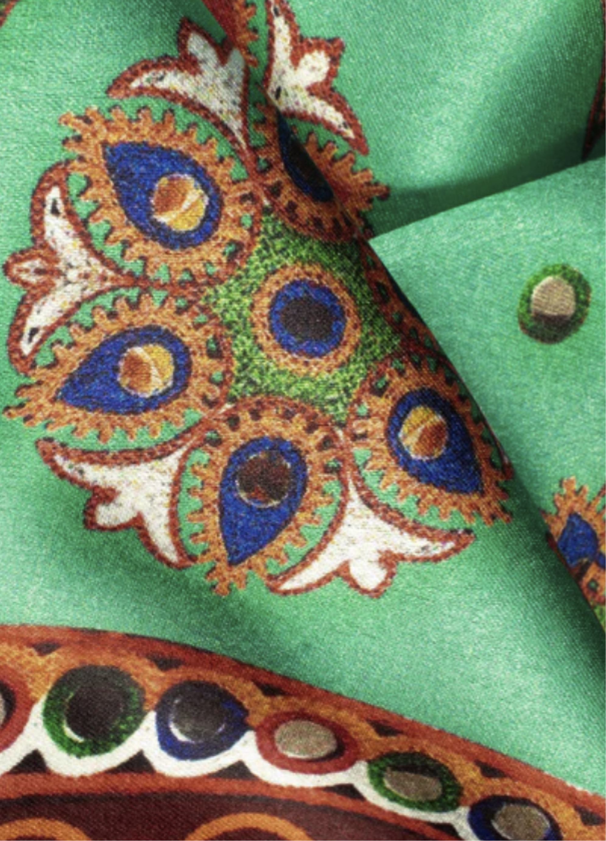 Aqua Green And Maroon Gamthee Print