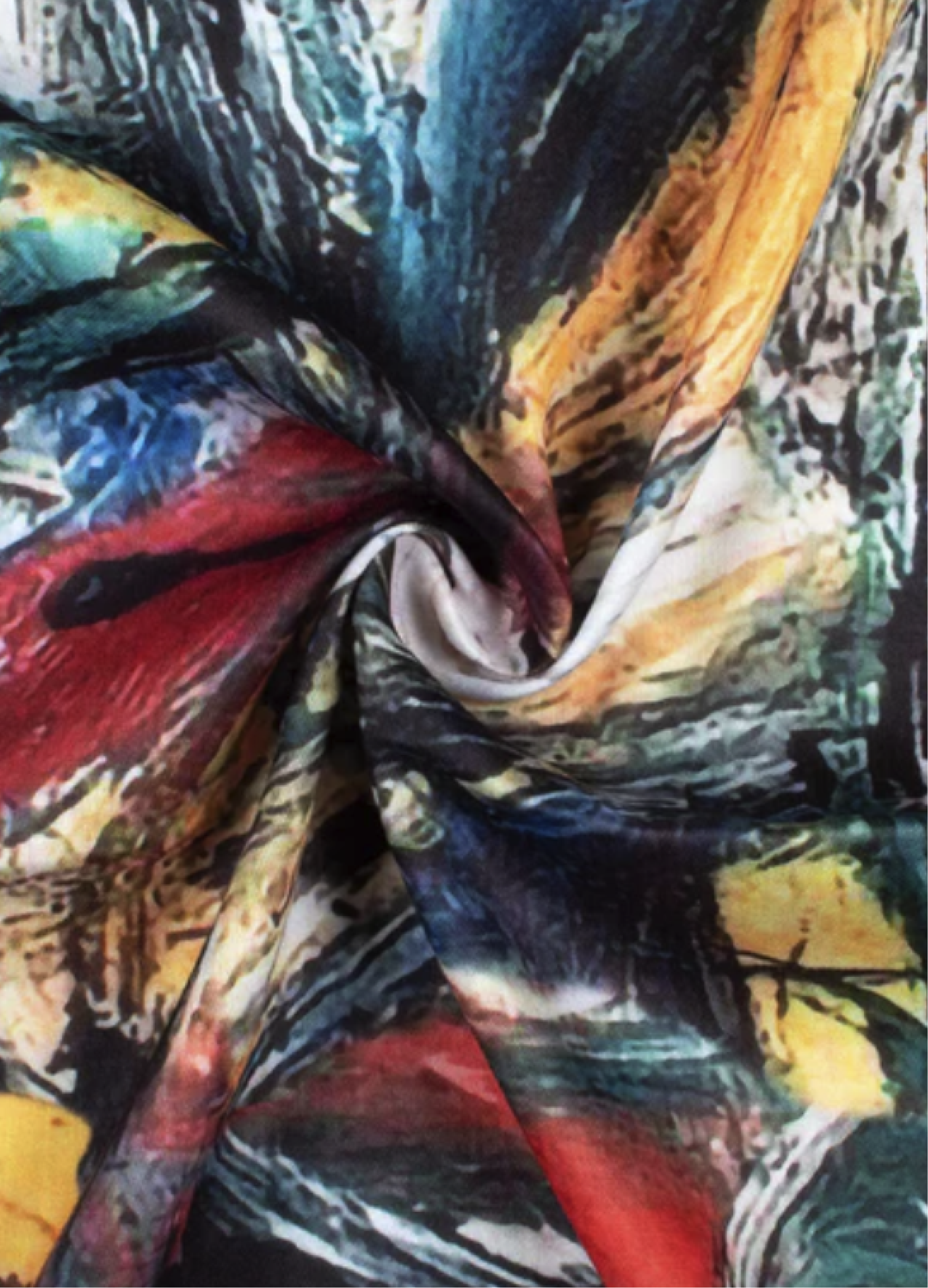 Honey Yellow And Dark Red Abstract Print