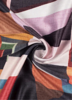 Coral Red & Black Abstract Print