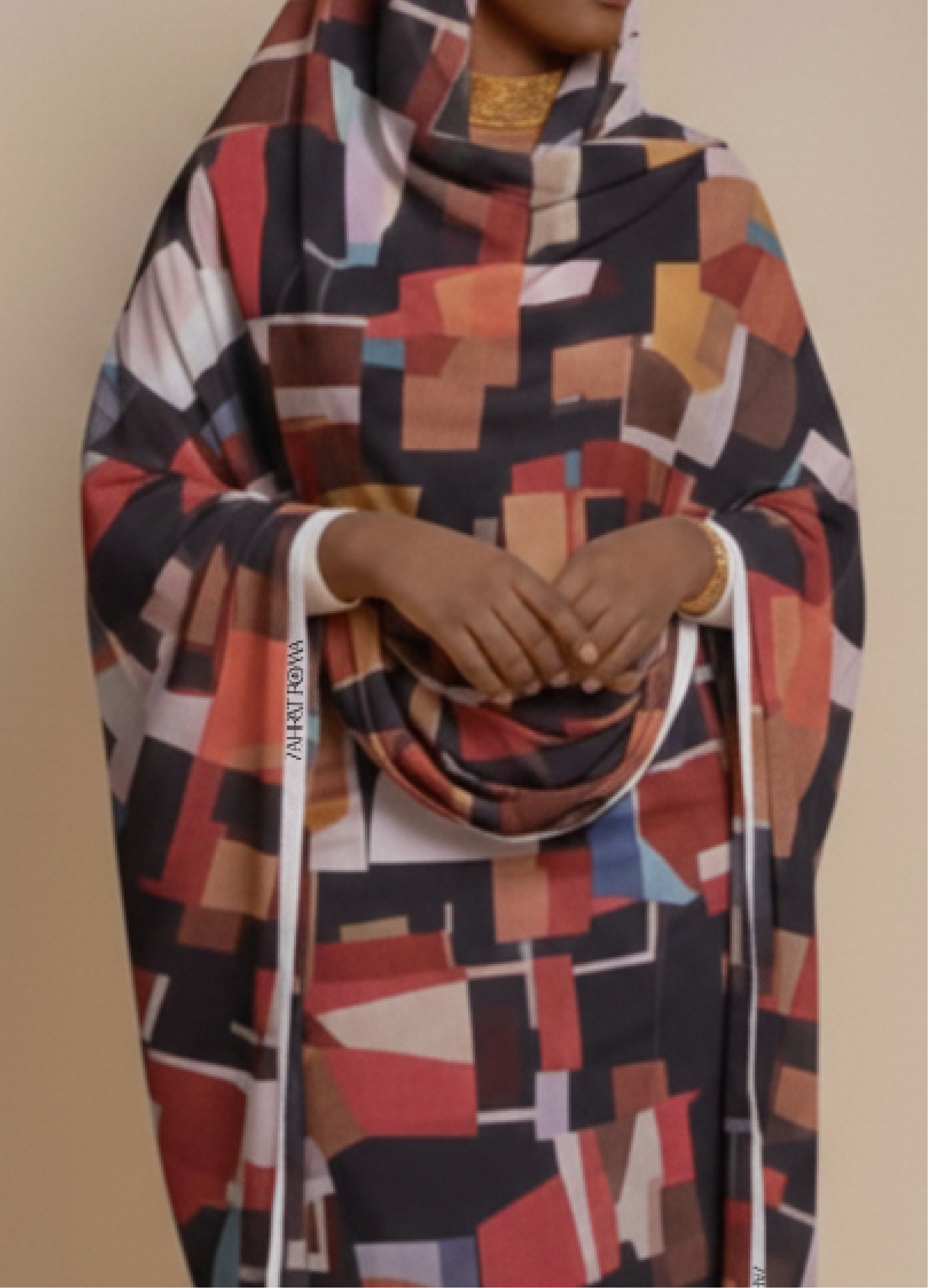 Coral Red & Black Abstract Print