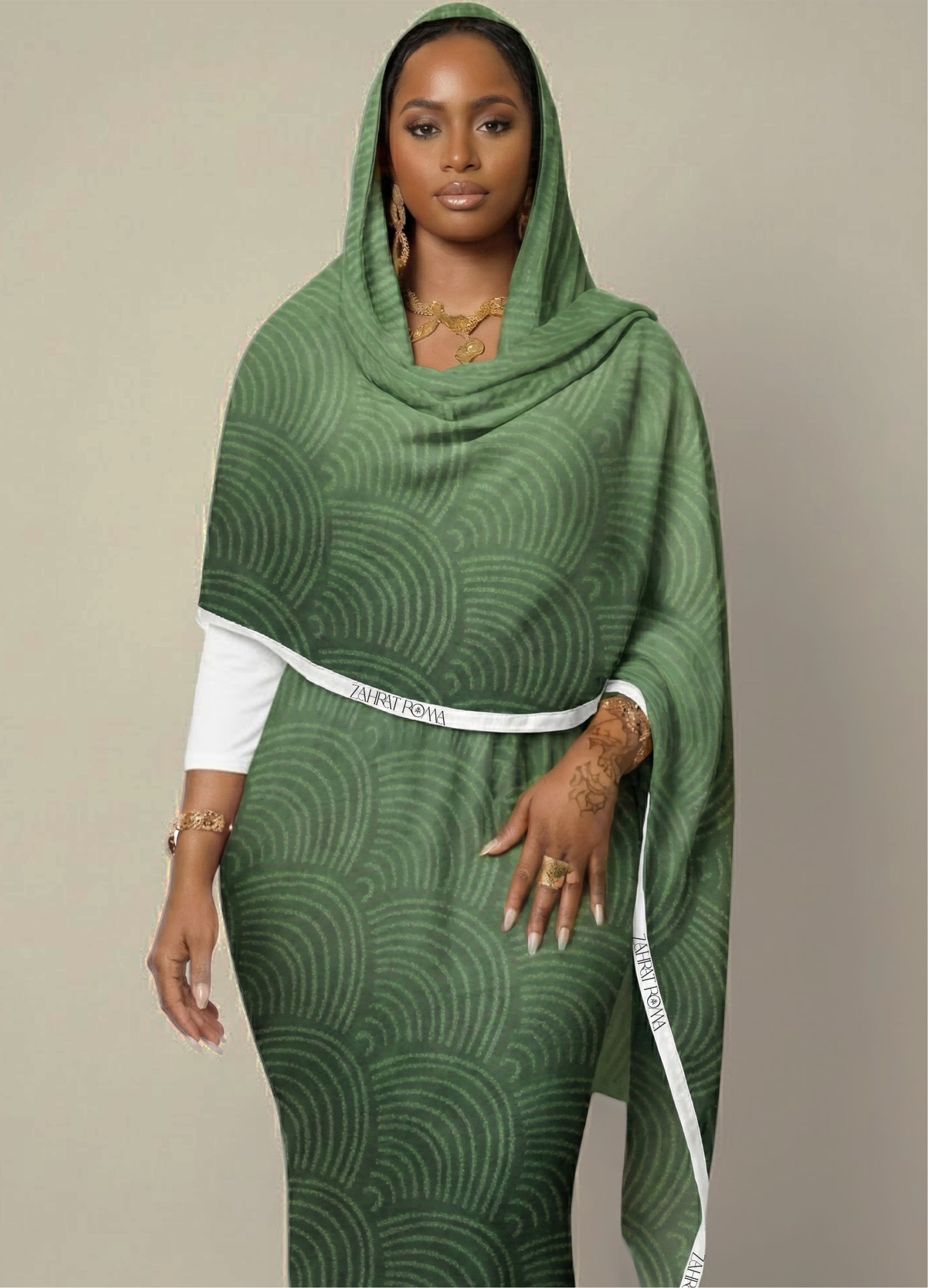 Green Bandhani Ombre Digital Print