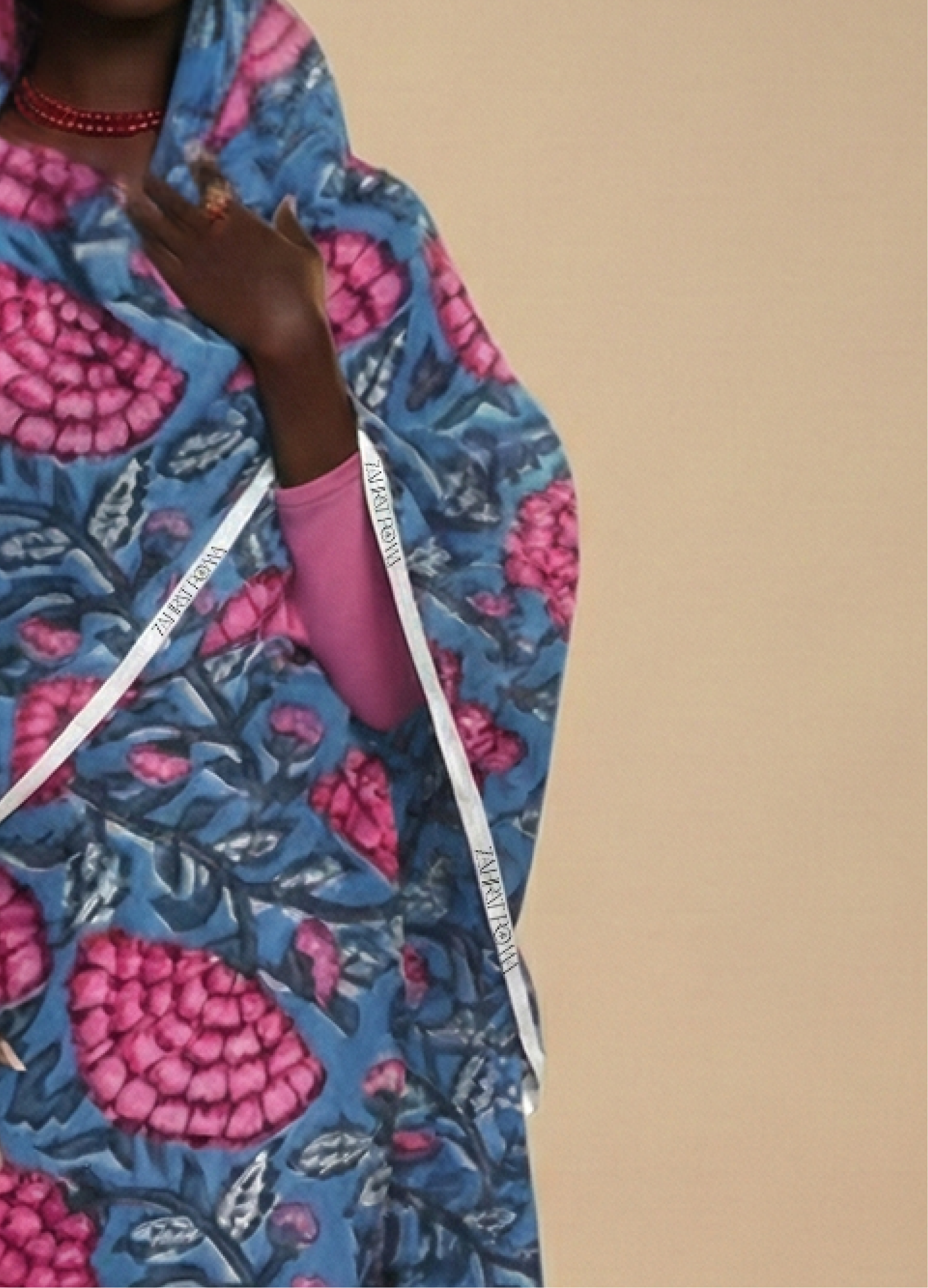 Steel Blue And Pink Floral Print