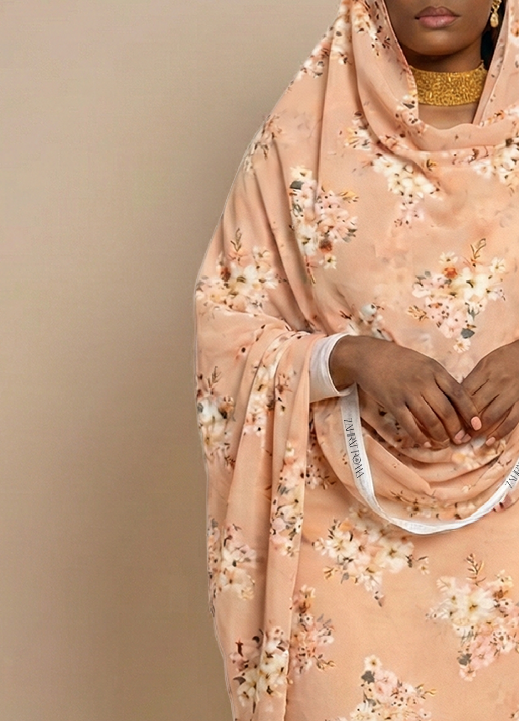 Peach And Cream Floral Print