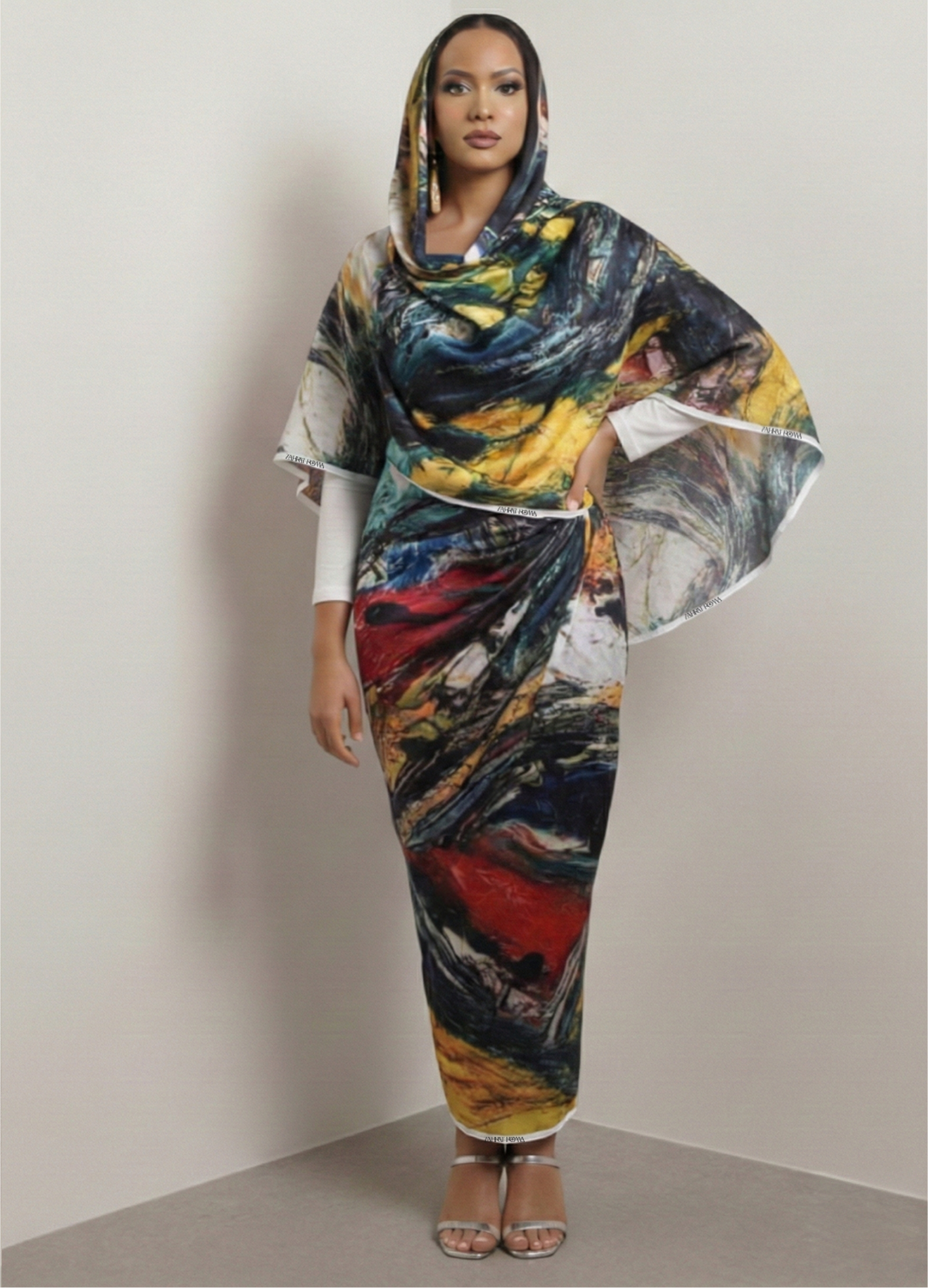 Honey Yellow And Dark Red Abstract Print