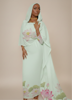 Wearable Art Mint Green Lotus Print