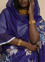 Royal Blue And Beige Floral Print