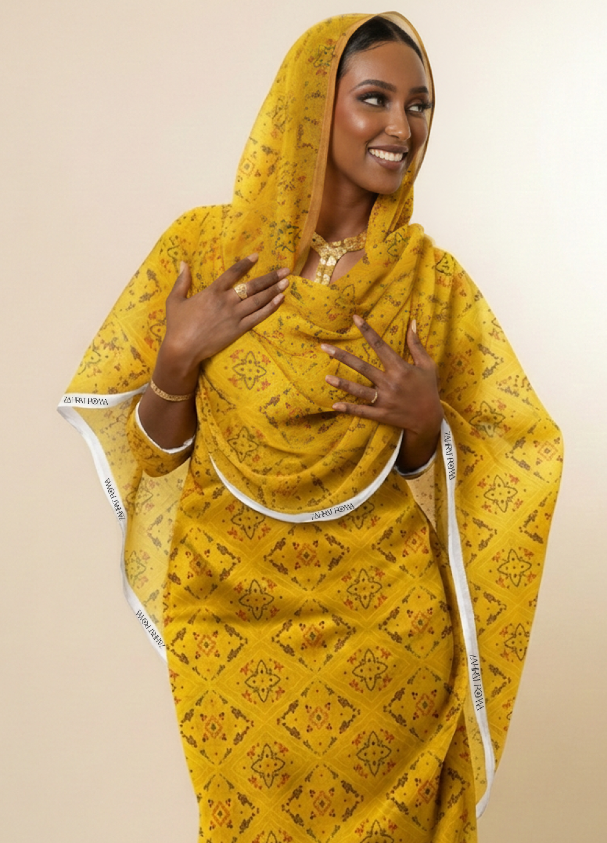 Yellow And Red Bandhanii Pattern Digital Print